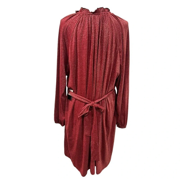 Eloquii Elements Long Sleeve Shimmer Tie Waist Dress - Picture 7 of 8